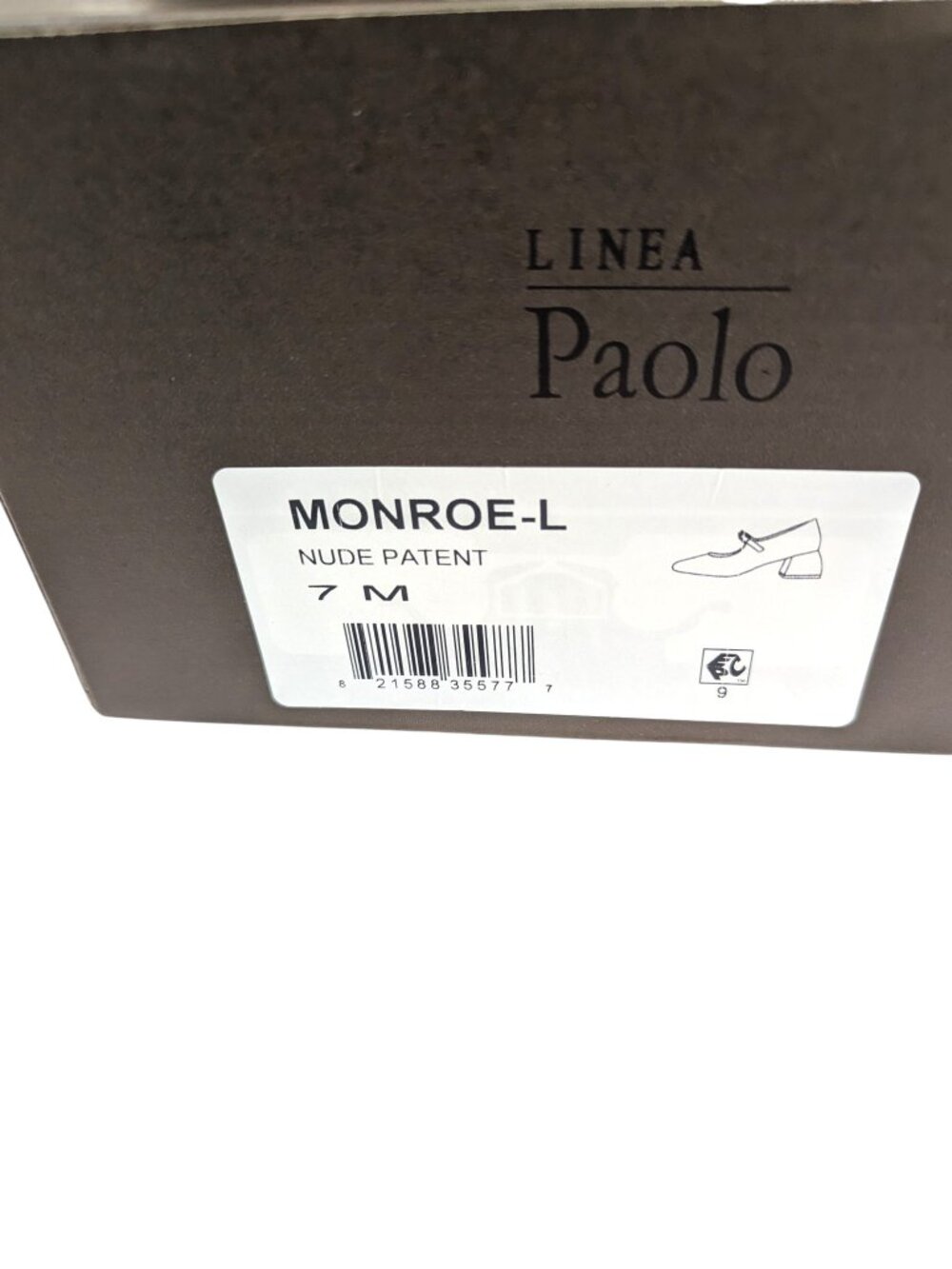 LINEA Paolo Nude Maryjanes Block Heel Shoes Patent Leather Monroe Beige Size 7 - Picture 13 of 13